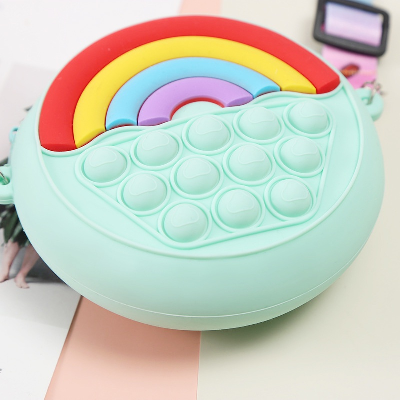 Túi Đeo Chéo Hình Bánh Donut Màu Cầu Vồng Dễ Thương Cho Bé