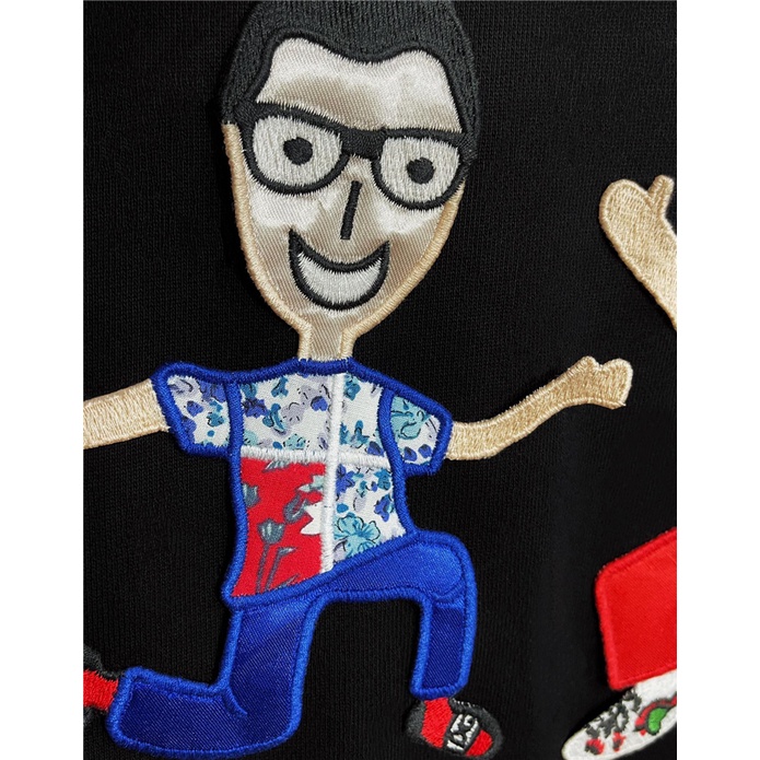 Áo sweater tay dài cổ tròn thêu hình nhân vật Zhang Zi D0LCE&GABBA mùa thu / mùa thu 2021 cho nam