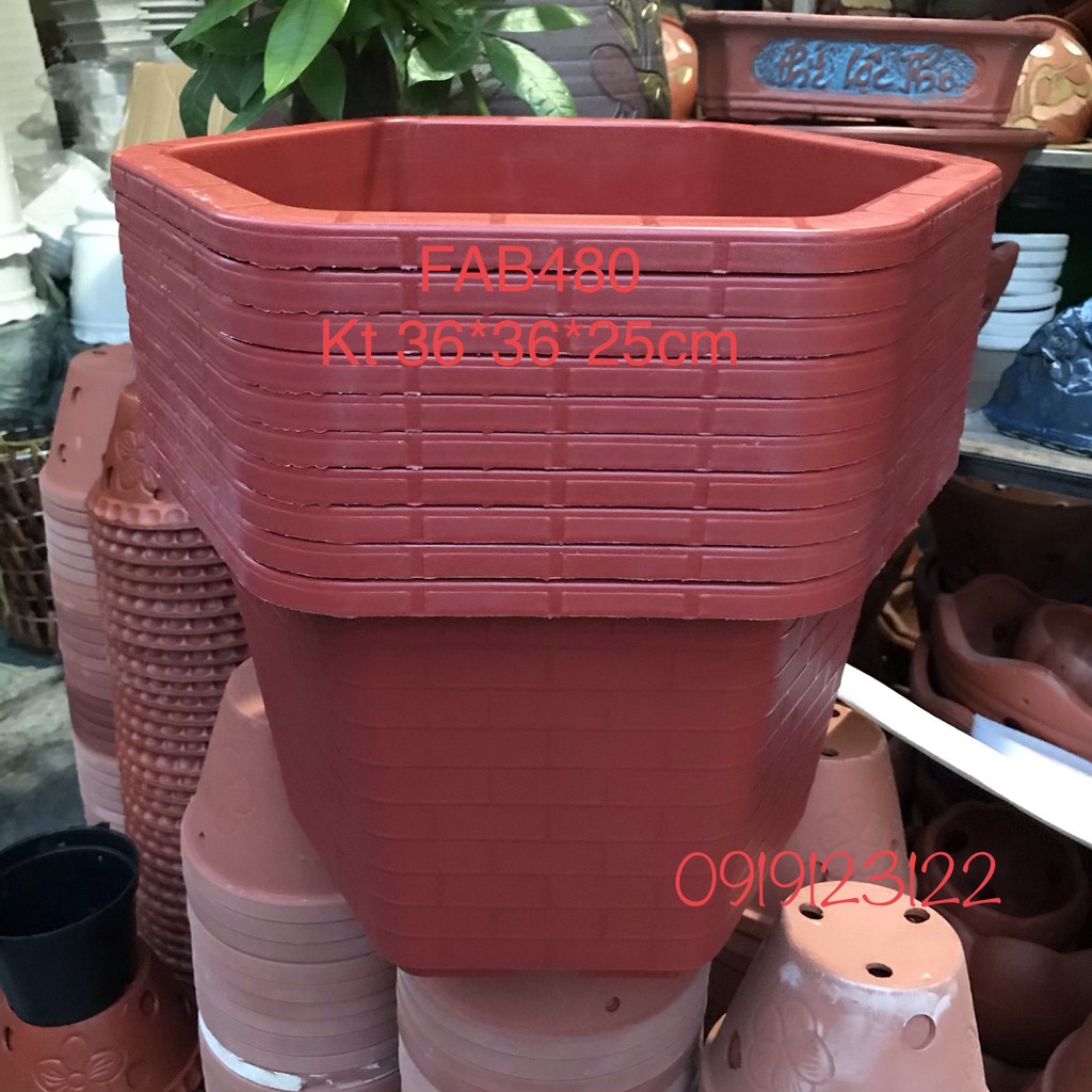 10 chậu nhựa lục giá FAB480 KT36*25cm trồng cây và hoa hồng