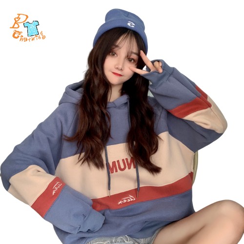 Áo hoodie nữ tay dài dáng rộng phong cách thời trang