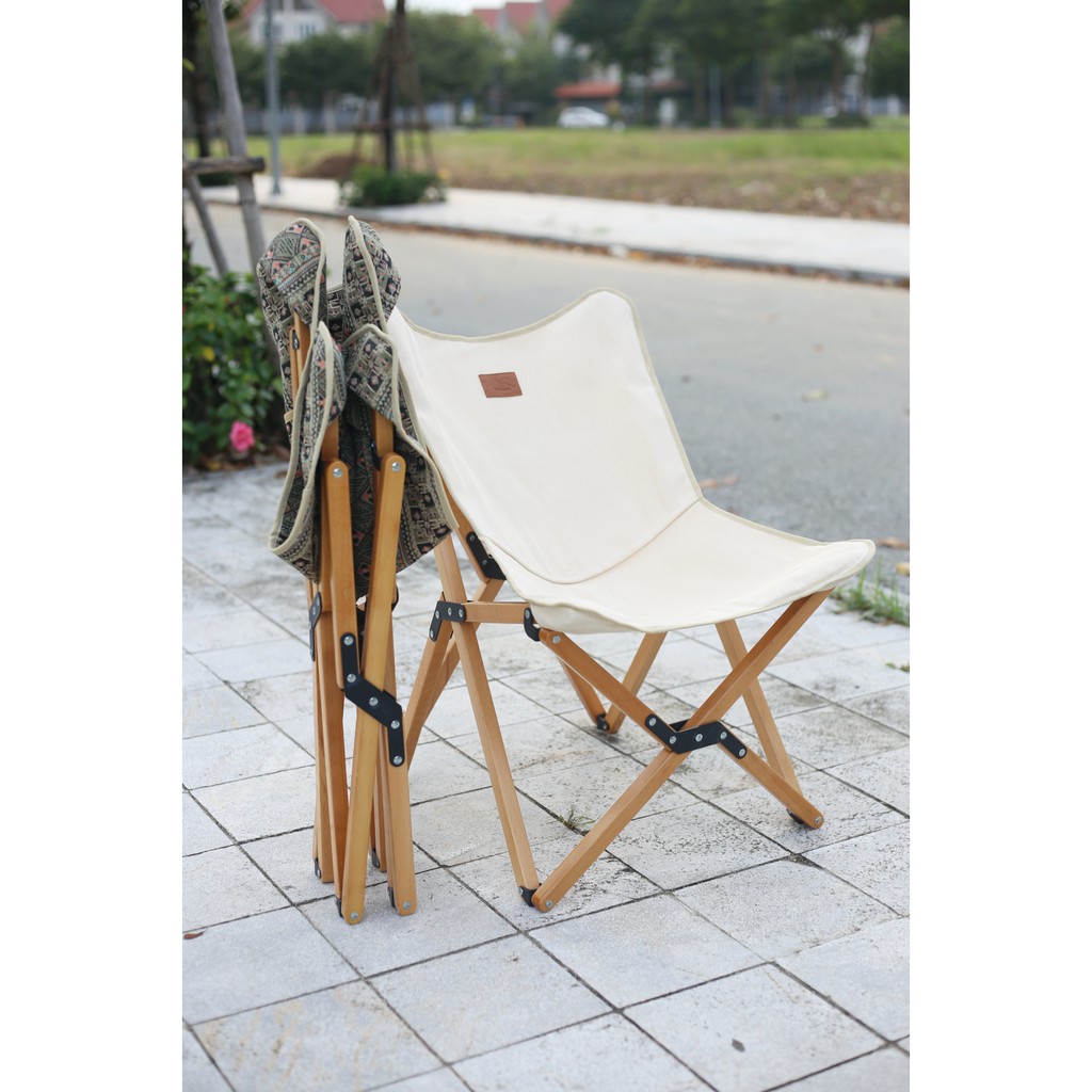 Ghế dã ngoại xếp gọn Butterfly Vietcamp C65 - mặt vải tháo rời - khung gỗ siêu nhẹ | BigBuy360 - bigbuy360.vn