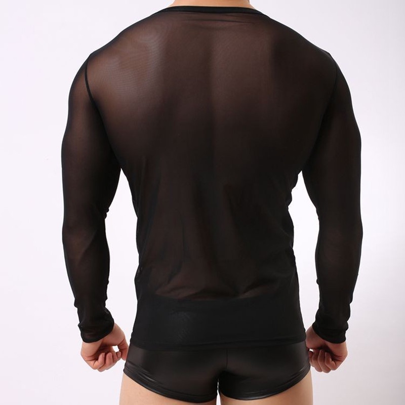 Áo Thun Lưới Tay Ngắn Xuyên Thấu Gợi Cảm Dành Cho Nam