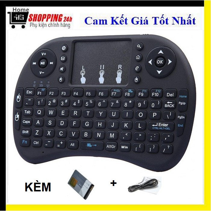 Bàn phím kiêm chuột Wireless UKB500 - tặng kèm pin và cáp sạc (Đen)