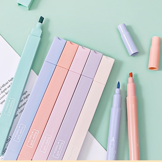 Sét bút dạ hai đầu bút đánh dấu bút highlight  6 màu sáng tạo cho học sinh