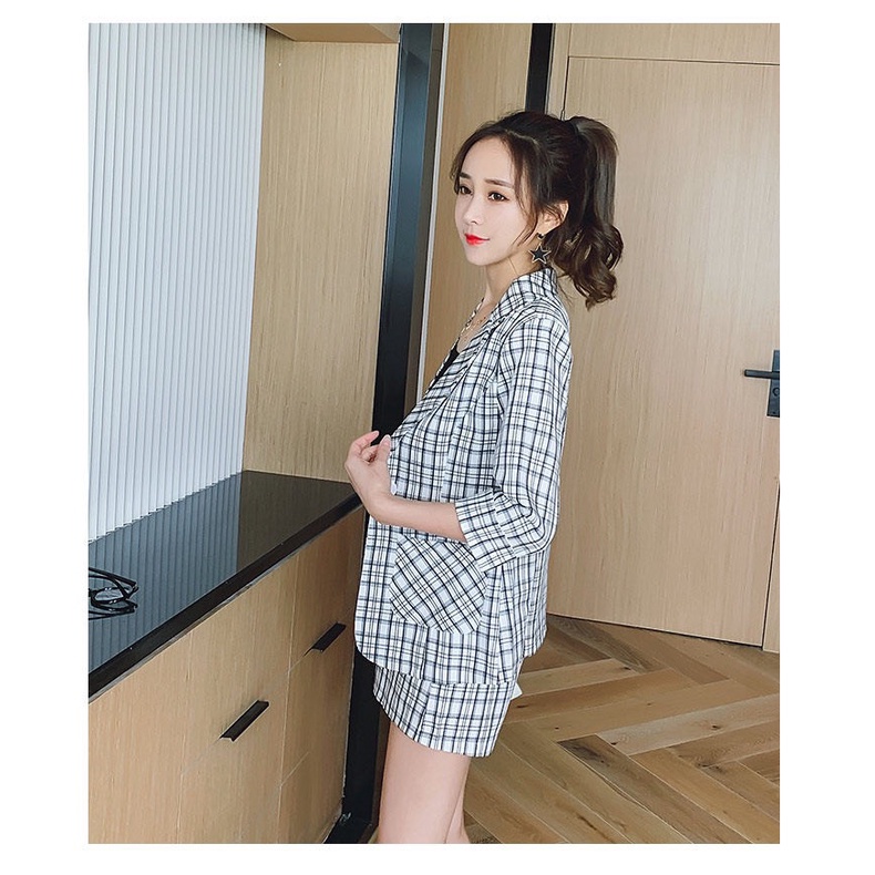 Set Bộ Vest Caro 3 Món Áo Và Quần Đùi Sang Trọng Cá Tính BY4546