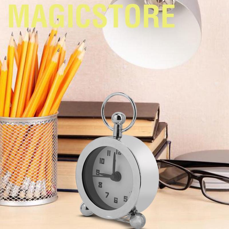 Magicstore Metal mechanical hand-winding alarm clock with mini Silent and digital for room time mana