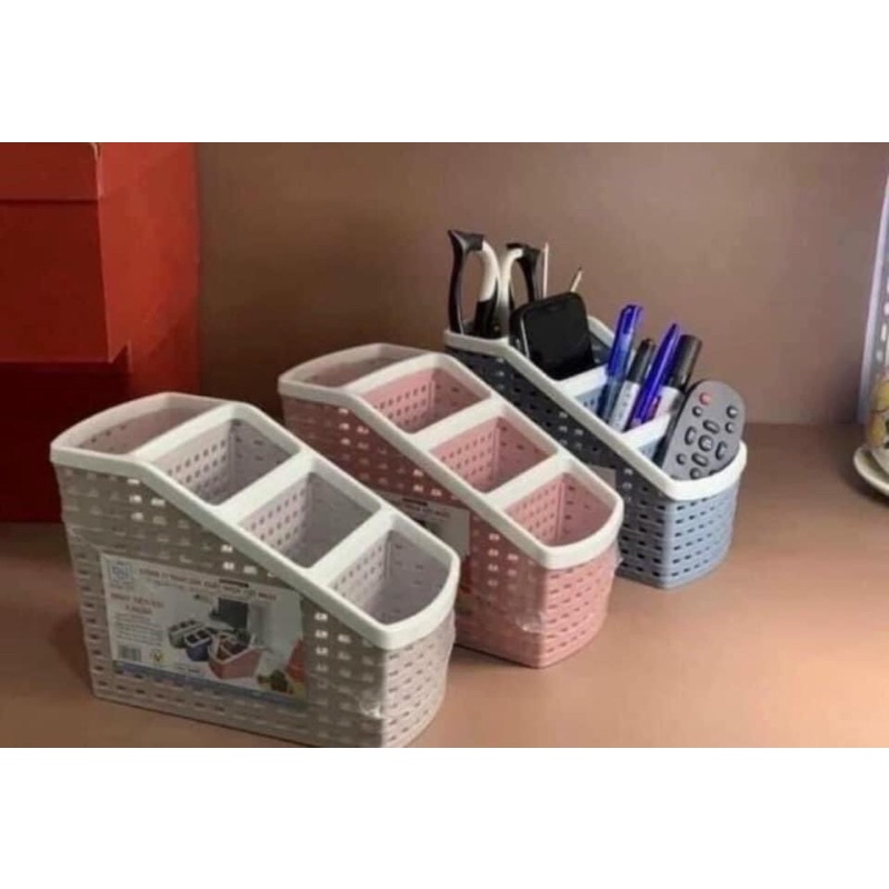 Khay 4 ngăn đa năng đựng mỹ phẩm bút điều khiển điện thoại - Kệ nhựa để bàn đựng đồ tiện ích nhựa Việt Nhật