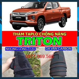 Thảm taplo mitsubishi triton - nhung lông cừu-da vân carbon