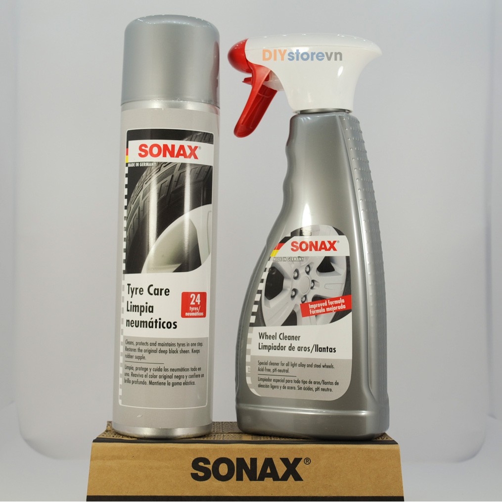COMBO Dung dịch làm sạch mâm vành & Chai xịt bảo dưỡng lốp xe SONAX