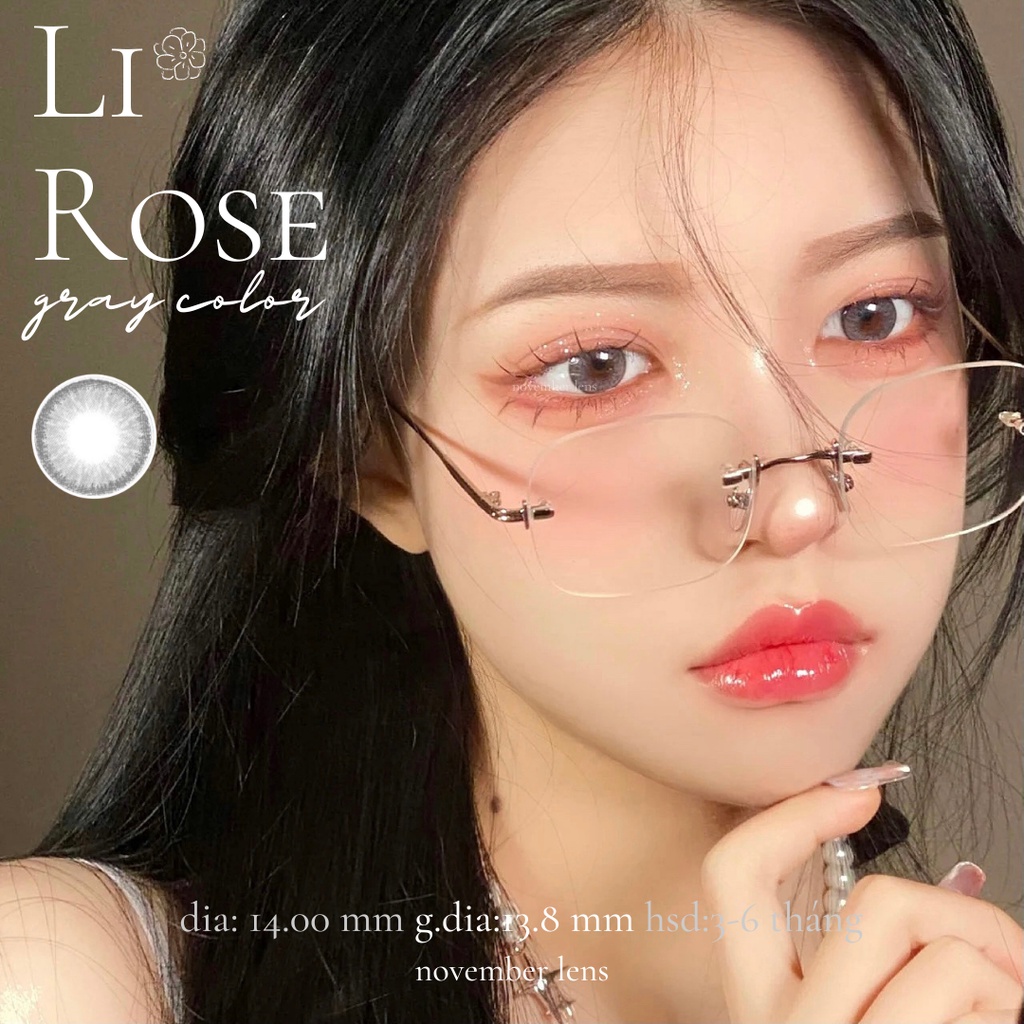 Kính áp tròng màu xám trà Li Rose Gray giúp mắt to và tròn