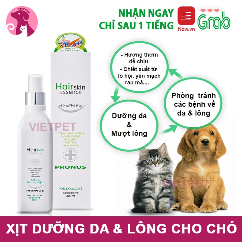[300ml] Chai xịt dưỡng lông &amp; da cho chó - PRUNUS HAIR SKIN ESSENCE (NK Hàn Quốc)