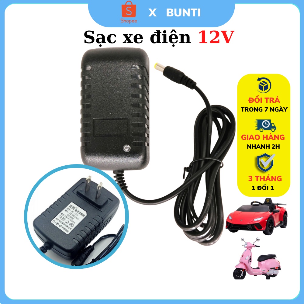 Củ Sạc Xe Ô Tô, Xe Máy Điện Trẻ Em 12V Chính Hãng, Sạc Có Đèn LED, Sạc nhanh đầy tự ngắt An Toàn