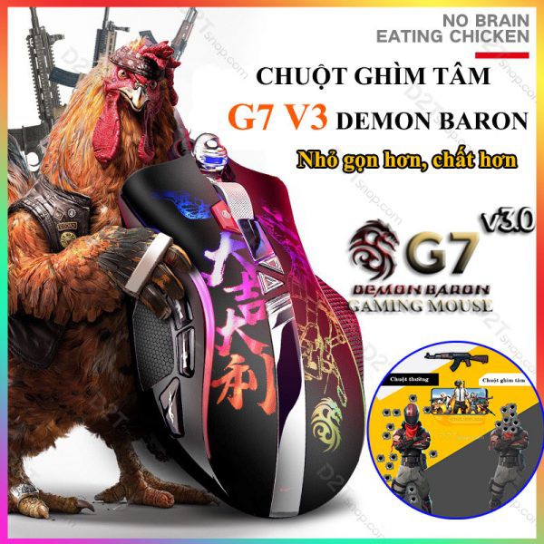 Chuột ghìm tâm G7 V3 Demon Baron bản nâng cấp 11 nút, nhỏ gọn hơn, Led RGB cho game PUBG và các game FPS khác