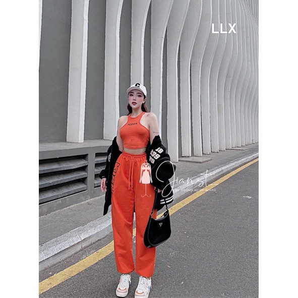 Set áo crotop + quần bo thể thao