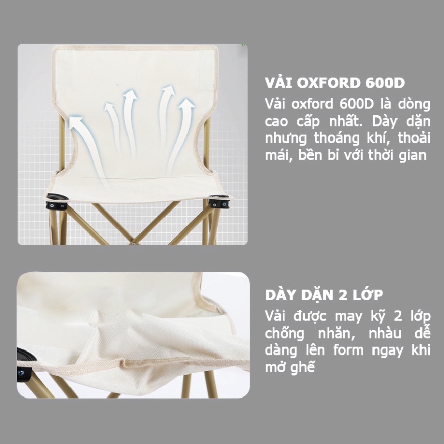Ghế xếp du lịch, ghế dã ngoại, ghế tháo lắp dễ dàng đi câu và Đi Phượt cắm trại Picnic vùng gia đình_ibb