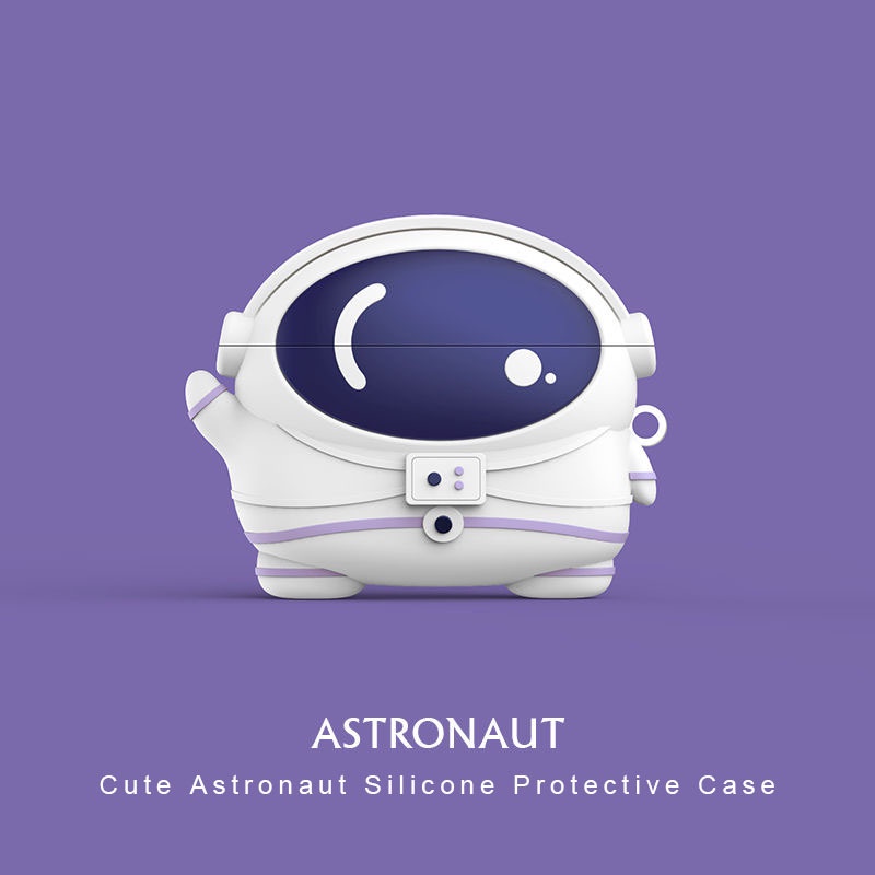 Vỏ bọc bảo vệ hộp sạc tai nghe bằng silicone họa tiết phi hành gia hoạt hình dễ thươn