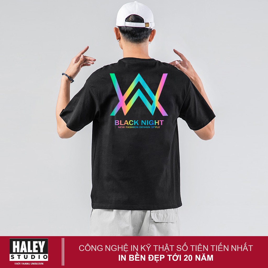 Áo Thun Phản Quang Black Night Unisex Tay Lỡ Form Rộng Nam Nữ phong cách Hàn Quốc TN132 Haley | BigBuy360 - bigbuy360.vn