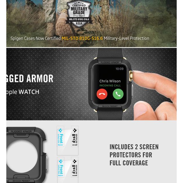 SPIGEN Ốp Bảo Vệ Mặt Đồng Hồ Thông Minh Apple Watch 42 mm Series 3 Màu Đen