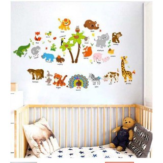 Decal dán tường vườn thú tiếng anh mã 03..