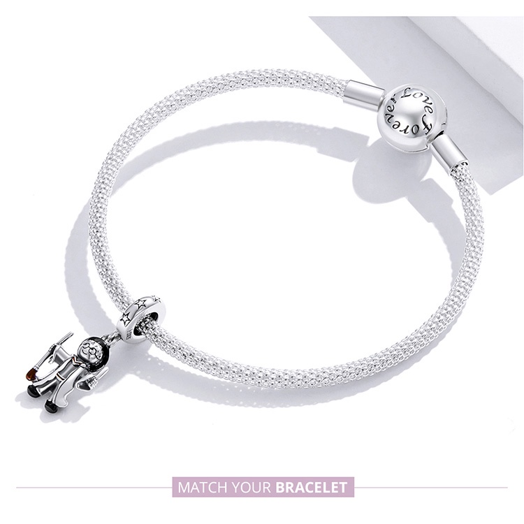 Mặt phụ kiện Bamoer SCC2082 bằng bạc 925 hình cậu bé ma thuật thời trang làm vòng đeo tay DIY