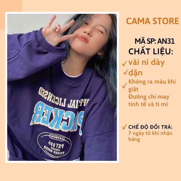  Áo Nỉ Sweater Nữ Form Rộng Vải Nỉ Bông Dày Dặn phong cách Ulzzang CAMASTORE AN31 | BigBuy360 - bigbuy360.vn