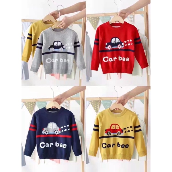 Áo Len Xe Ô Tô Cho Bé Trai Size 100-140(12-27kg), Áo Len Size To Cho Bé 3-6T