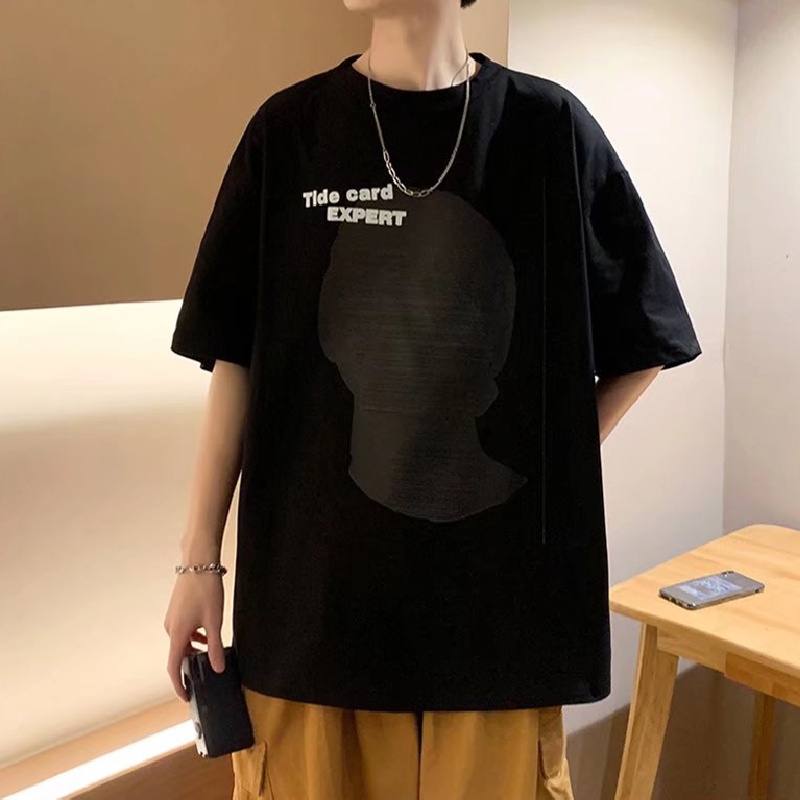 Áo Thun Tay Ngắn Dáng Rộng In Chữ Thời Trang Mùa Hè Phong Cách Hàn Quốc Cho Nam Giới Size M-5XL