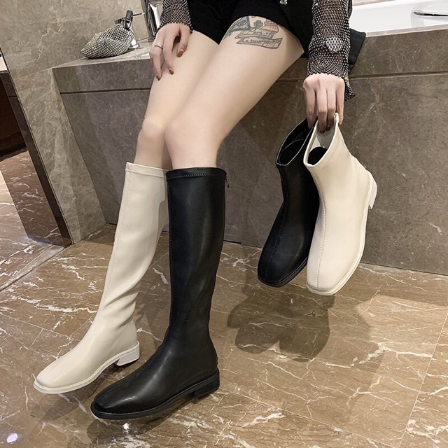 [Có Sẵn] Boots nữ cổ cao và cổ ngắn da mềm ôm chân khoá sau đế thấp | BigBuy360 - bigbuy360.vn