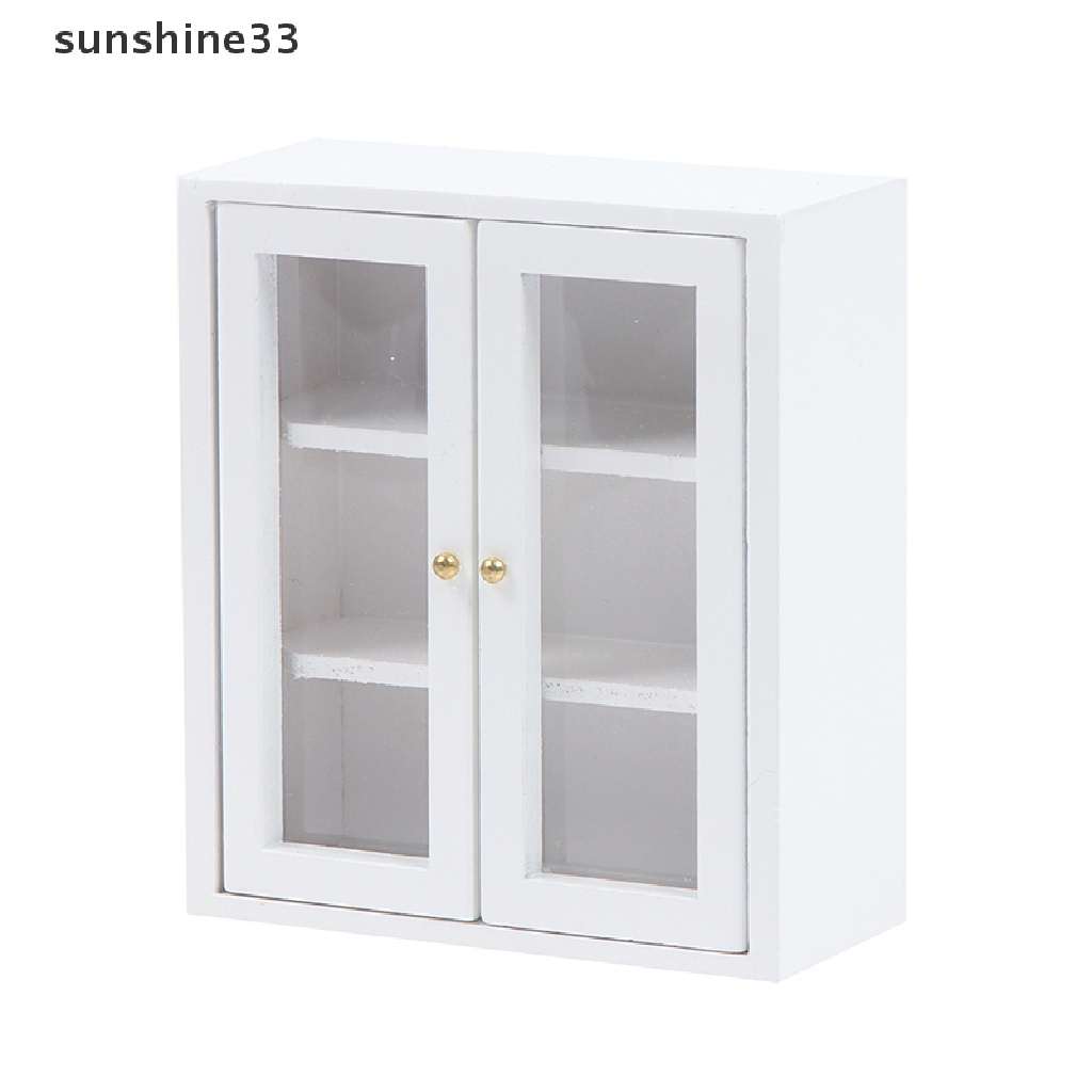 SU 1:12 Dollhouse Miniature White Wall Cupboard Storage Cabinet Model Furniture Toy n