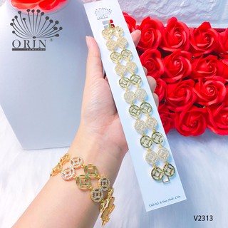Vòng tay nữ, lắc tay nữ kim tiền dạng bản tài lộc may mắn đính đá thiết kế cao cấp Orin V2313