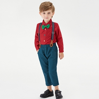 Áo Sơ Mi Hóa Trang Ông Già Noel Tay Dài Cổ Thắt Nơ Nhiều Màu Tùy Chọn Cho Trẻ Em
