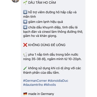 DẦU TẮM HO CẢM MIVOLIS ĐỨC