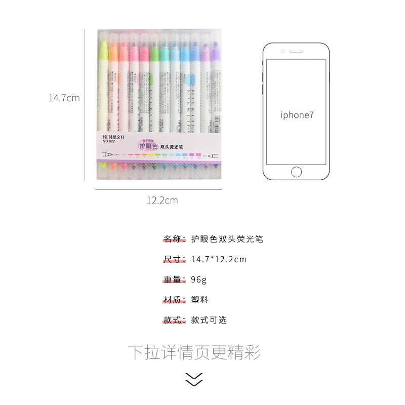 Set 12 bút dạ quang hai đầu màu tông Pastel tiện dụng cho văn phòng