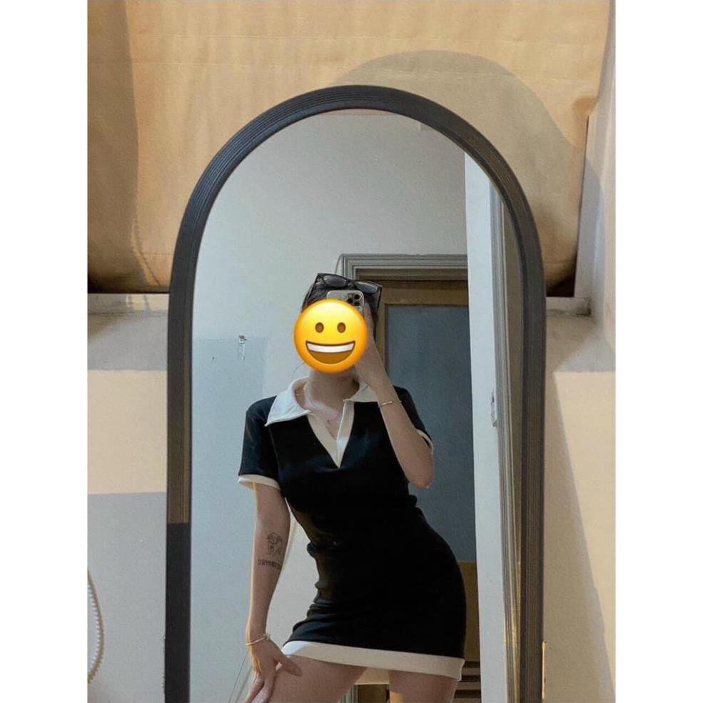 Váy Phối Cổ Chất Bo- Váy Body Nữ Hàng Loại 1- Váy Polo Cổ Trắng Khoét Ngực Siêu Xinh | BigBuy360 - bigbuy360.vn