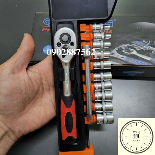 bộ tuýp khẩu 12 chi tiết kingtools hàng tiêu chuẩn đức (5-14mm)