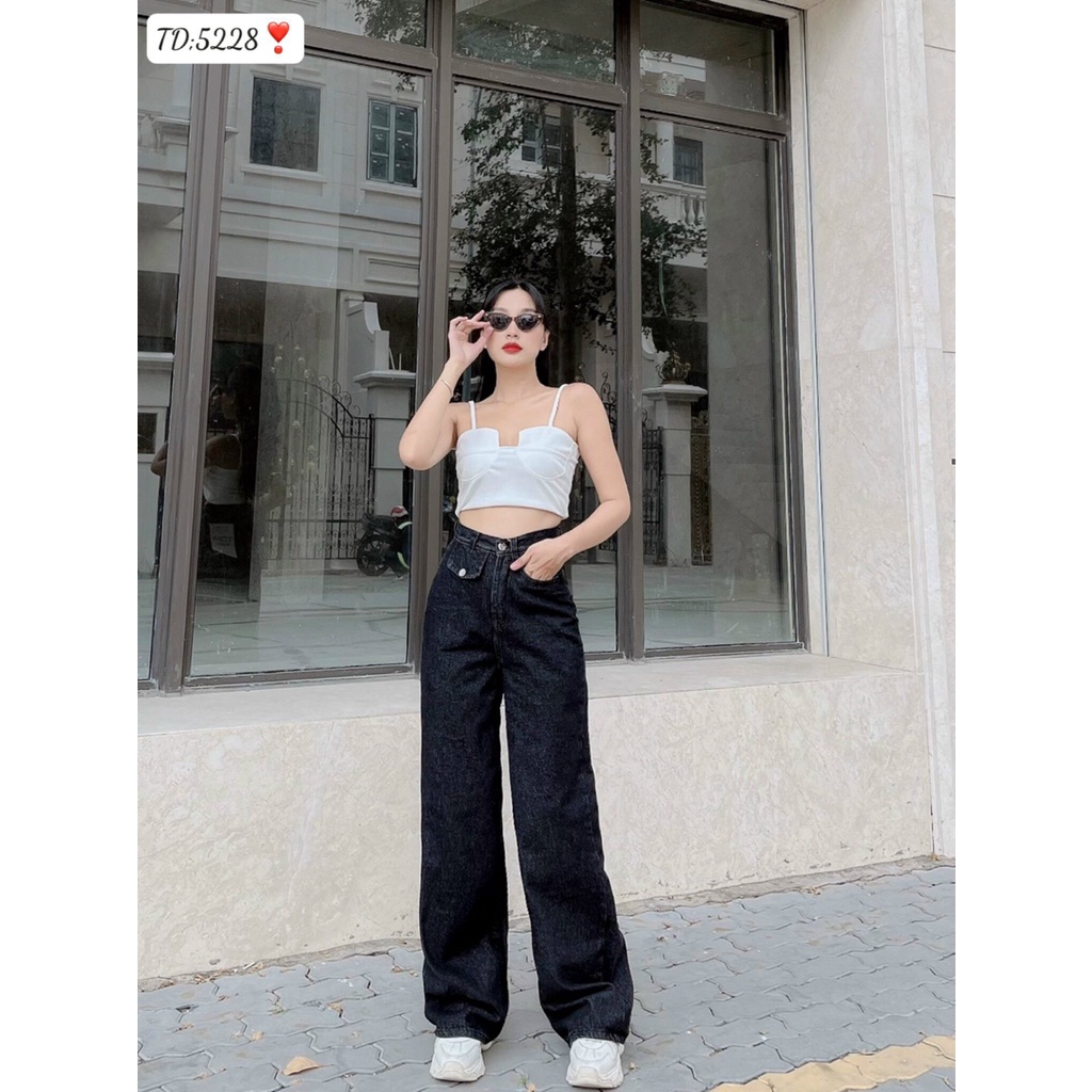 Quần Jeans Nữ Ống Suông Form Rộng Ulzzang Emilyshop