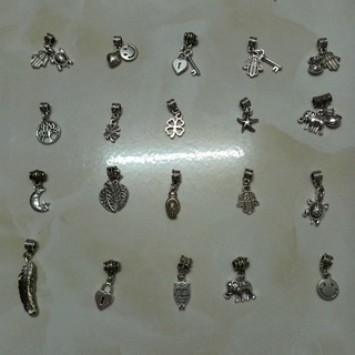 Charm ống lùa bạc thái làm chặn vòng