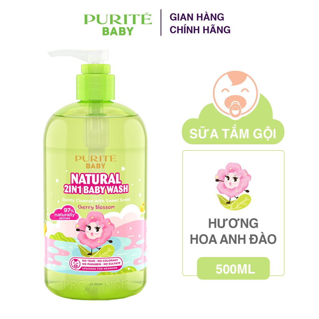 Sữa Tắm Gội Thiên Nhiên Purité Baby Hoa Anh Đào 500ml