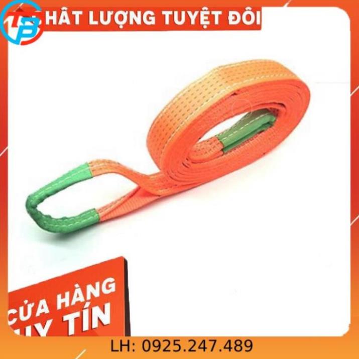 Cáp kéo cứu hộ ô tô 5 tấn 6 mét bản 50mm may 2 lớp ( tặng túi vải + 2 ma ní omega) Liên Sơn