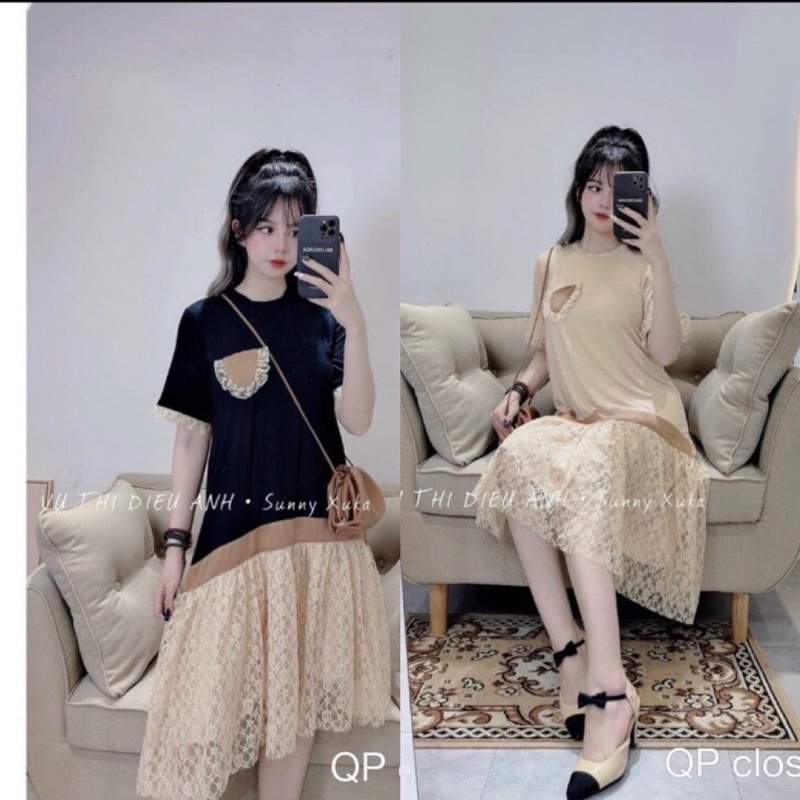 Váy Bầu,Đầm bầu Chất coton cao cấp phối chân ren ,hàng siêu đẹp ,mát mềm ,thấm hút mồ hôi ,freesize 45-68kg VB21