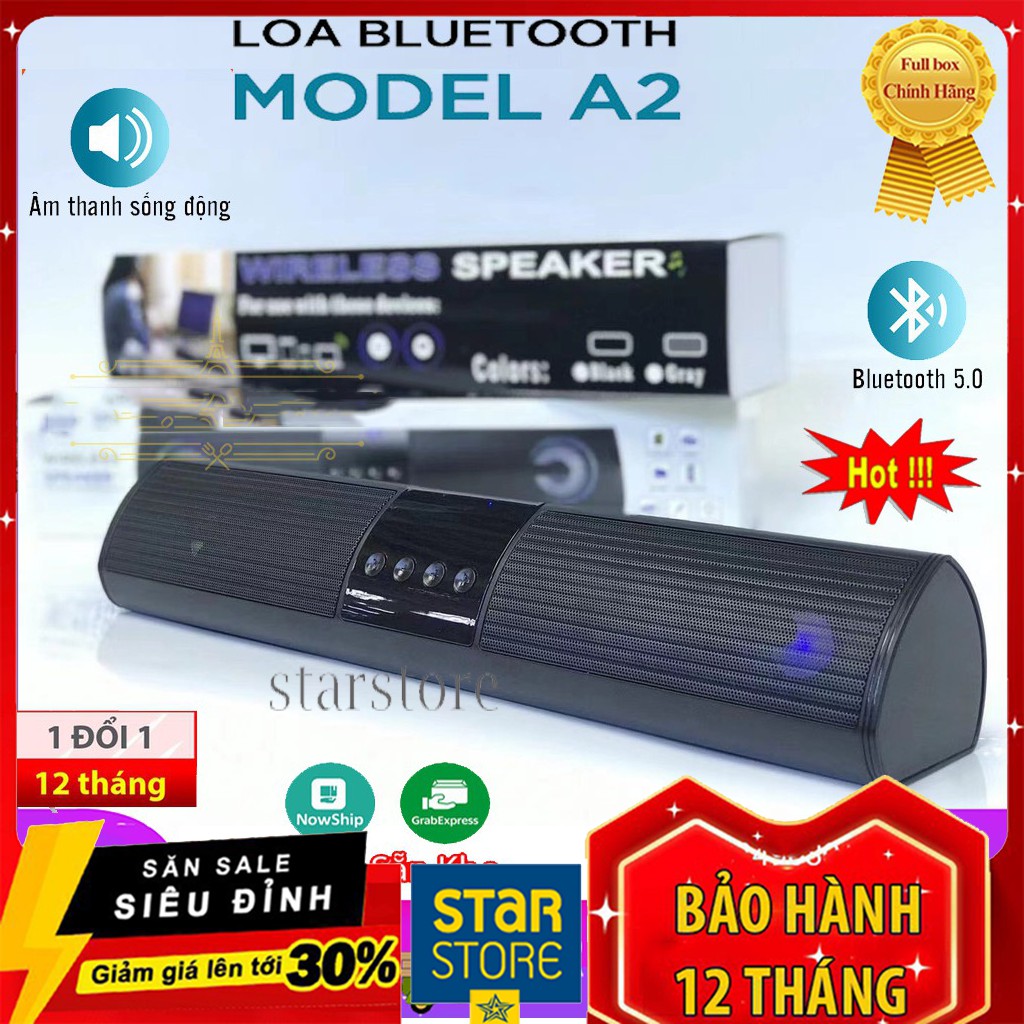 Loa Bluetooth Speaker A2 Dáng Dài 2 Loa Hỗ Trợ Thẻ Nhớ , Bass Khỏe Âm Cực Hay Bảo Hành 12 Tháng