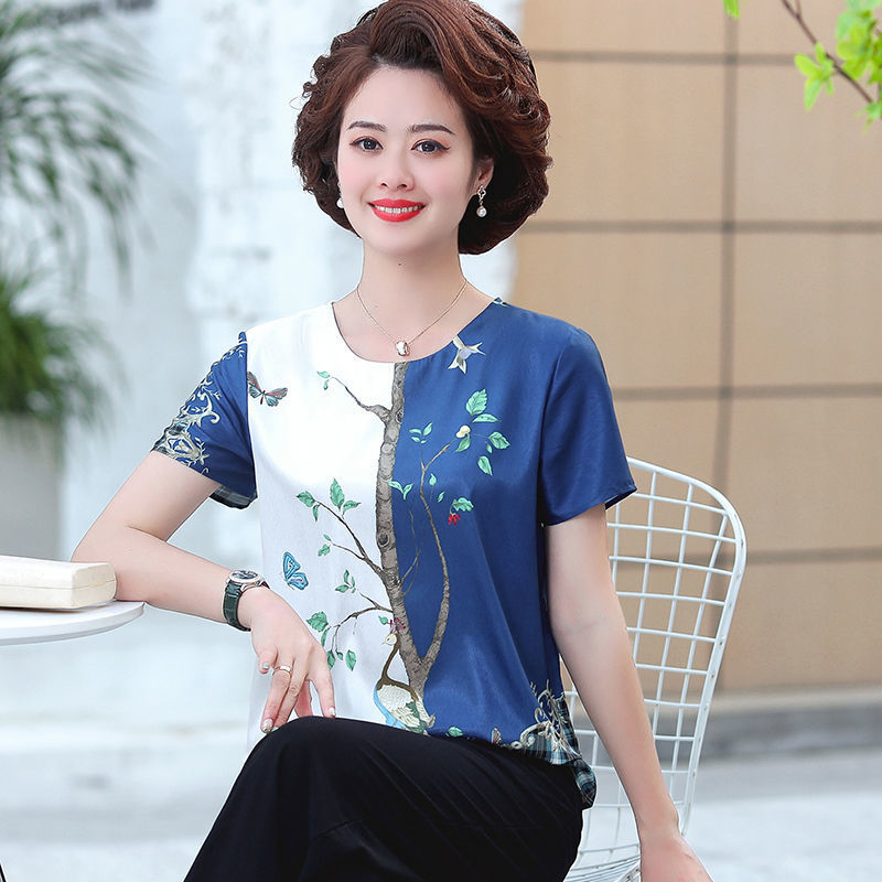 Áo Thun Tay Ngắn Dáng Rộng In Họa Tiết Độc Đáo Thời Trang Mùa Hè Dành Cho Phụ Nữ Trung Niên 2021