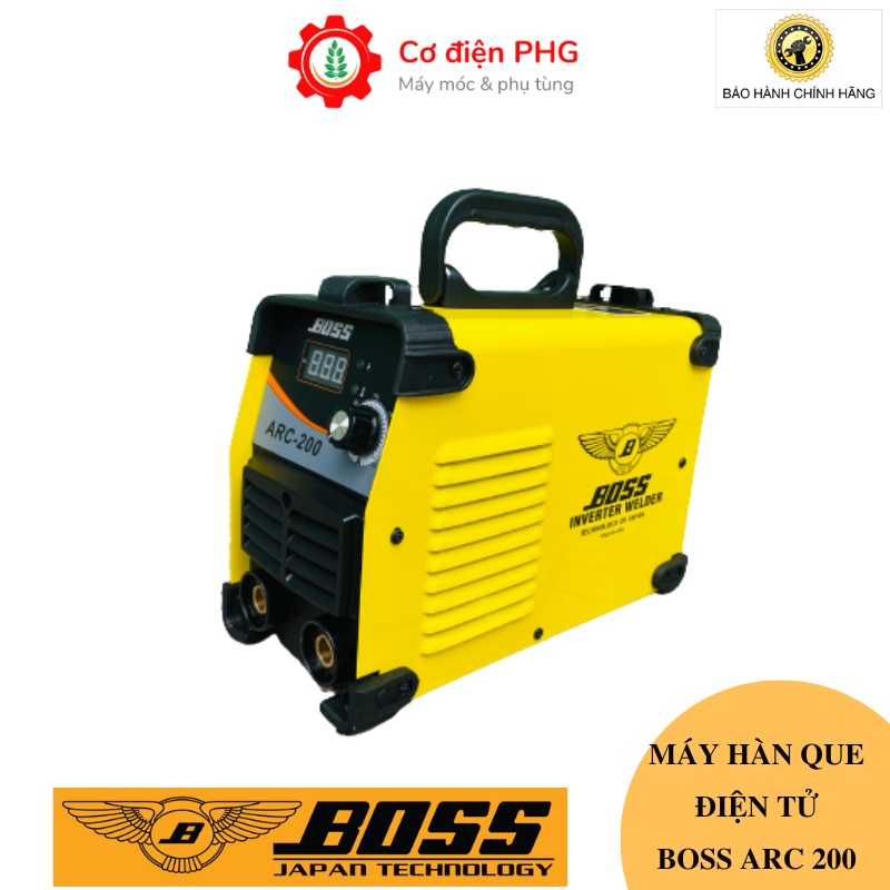 Máy hàn điện tử BOSS ARC 200A | Công suất 200A | Sử dụng que hàn 2,6 - 3,2 ly | Công nghệ Nhật Bản | Máy hàn que