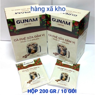 Hộp 10 gói x 20 gr cà phê gunam đậm vị sữa đá, chuẩn vị cà phê phin.date t7_2023