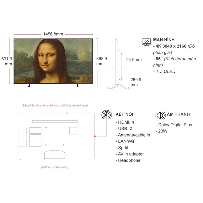 Smart Tivi QLED Samsung 4K 65 inch QA65LS03BAKXXV