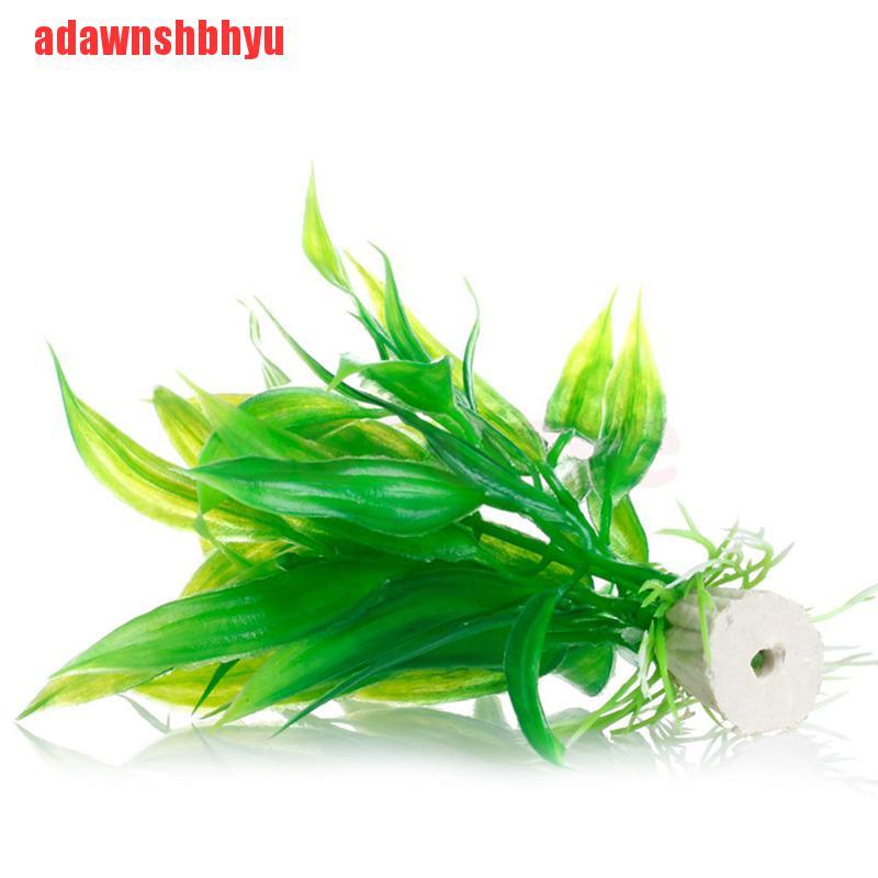 [adawnshbhyu]Plastic Manmade Water Plant Grass Green 15cm Height for Aquarium