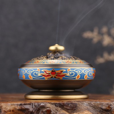 Lư hương cảnh Thái Lam, lư hương bằng đồng dùng trong nhà đường trà, gỗ đàn hương cắm vào lò hương liệu hun khói, men mà