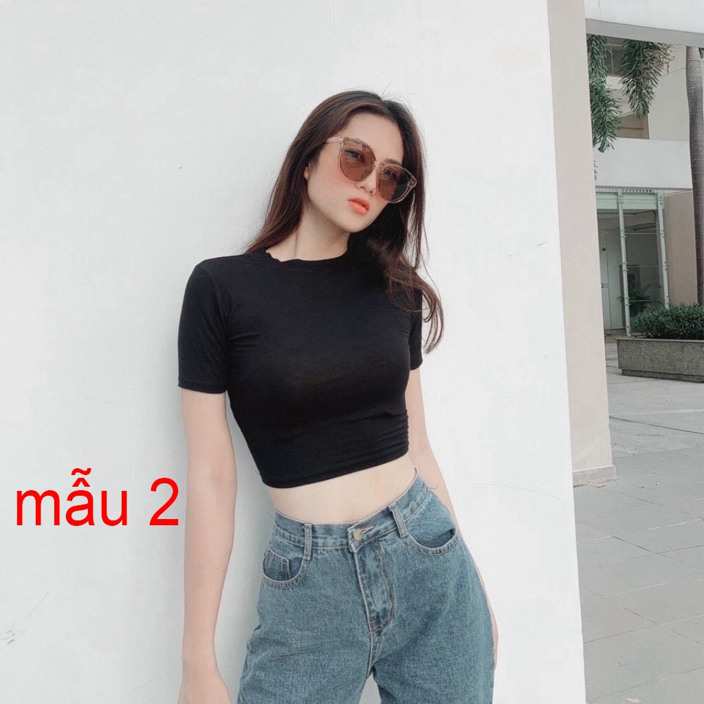 Áo Croptop Chất Borip Dày Dặn Mềm Mại Co Giản Mạnh Size 53kg Ảnh Thật 100% | BigBuy360 - bigbuy360.vn