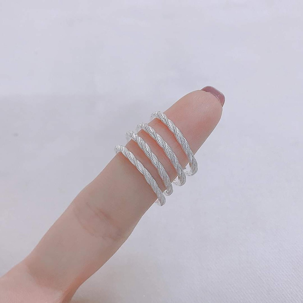 Nhẫn bạc nữ Nhẫn vặn xoắn kép bạc ta Van jewelry V10002