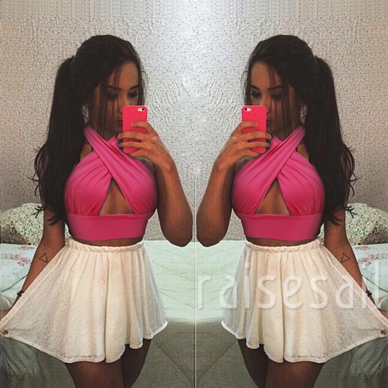 Áo tank top hở lưng cổ dây đan chéo gợi cảm cho nữ